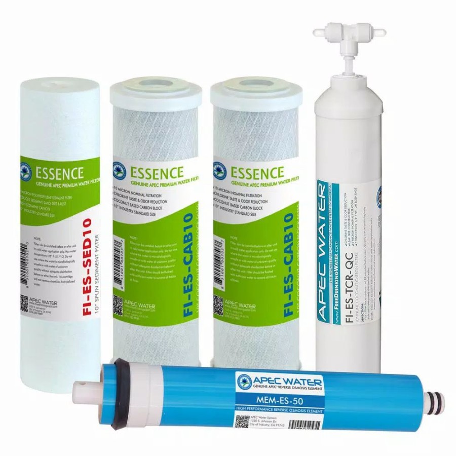 Water Filters * | Water Filtration Systems Apec Water Systems Essence Complete 5-Stage 50 Gpd Industry Standard Size Reverse Osmosis Replacement Filters Set