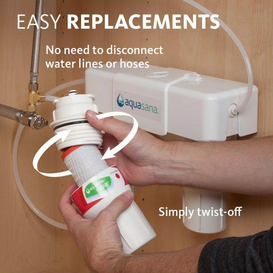 Water Filters * | Water Filtration Systems Aquasana 3-Stage Max Flow Under Counter Water Filtration System With Faucet In Brushed Nickel