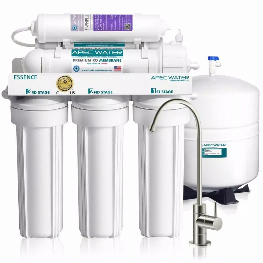 Water Filters * | Water Filtration Systems Apec Water Systems Essence Premium Quality 75 Gpd Ph+ Alkaline Mineral Under-Sink Reverse Osmosis Drinking Water Filter System