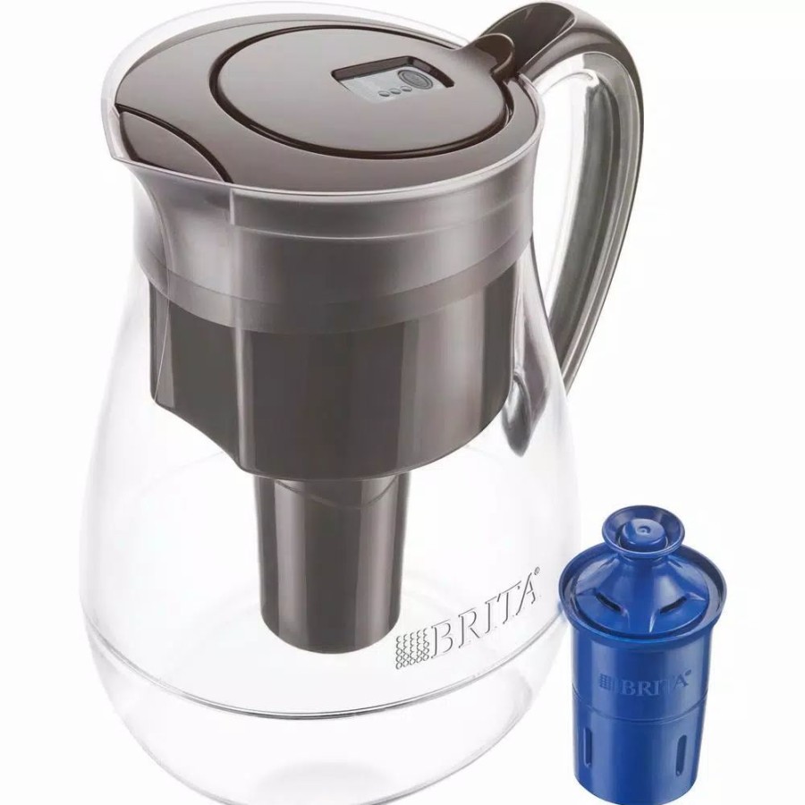 Water Filters * | Water Filter Pitchers Brita Monterey 10-Cup Water Filter Pitcher In Black With Longlast Water Filter, Bpa Free