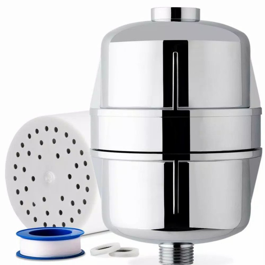 Water Filters * | Showerhead Filters Ispring 15-Stage High Output Universal Shower Filter Water Filtration System With Replaceable Cartridge In Chrome