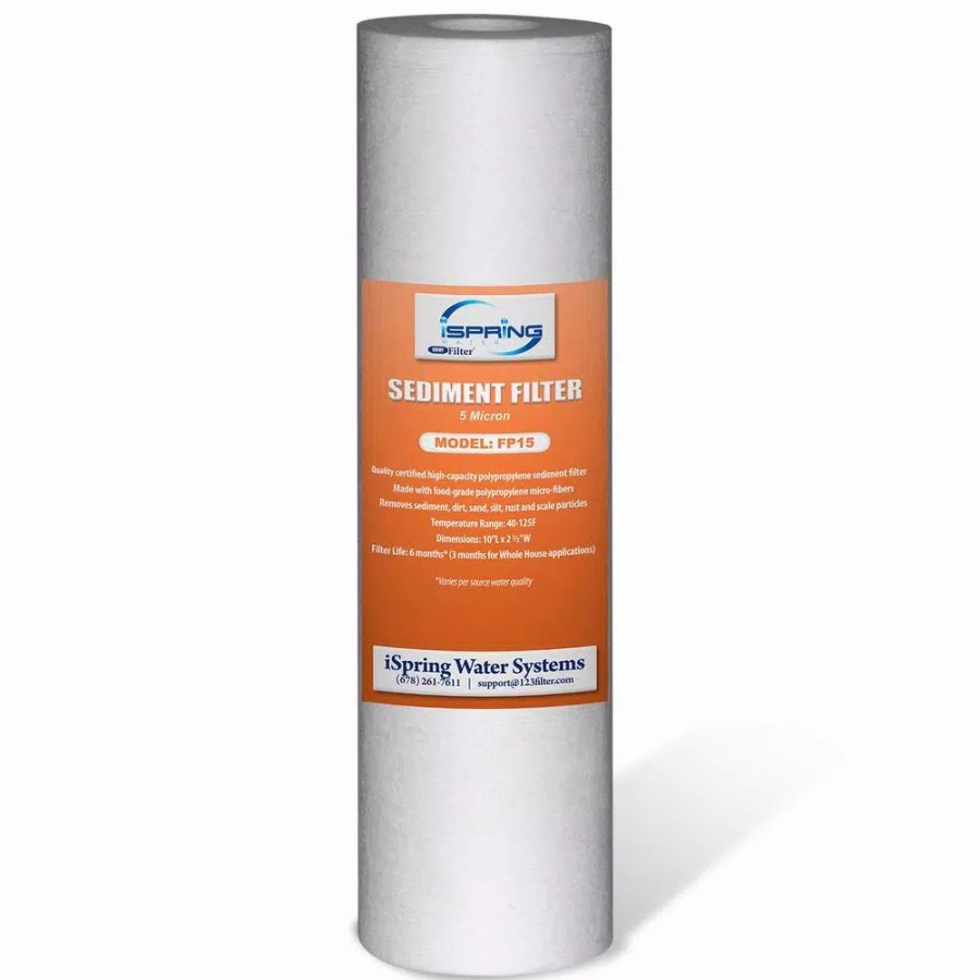 Water Filters * | Water Filtration Systems Ispring 5 Micron 15000 Gal. 10 In. X 2.5 In. Universal Sediment Filter Cartridges In Multi Layer