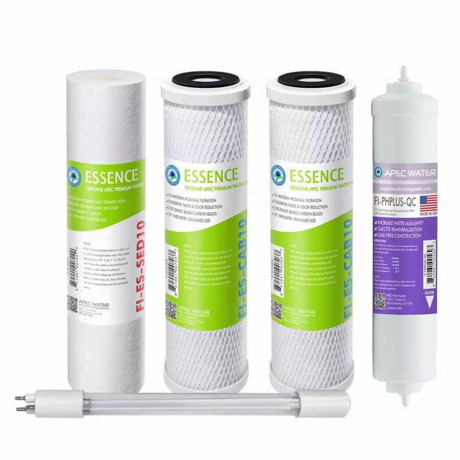 Water Filters * | Water Filtration Systems Apec Water Systems Essence Roes-Phuv75 Replacement Water Filter Cartridge Pre-Filter Set With Alkaline And Uv Sanitation Stage 1-3, 5 And 7