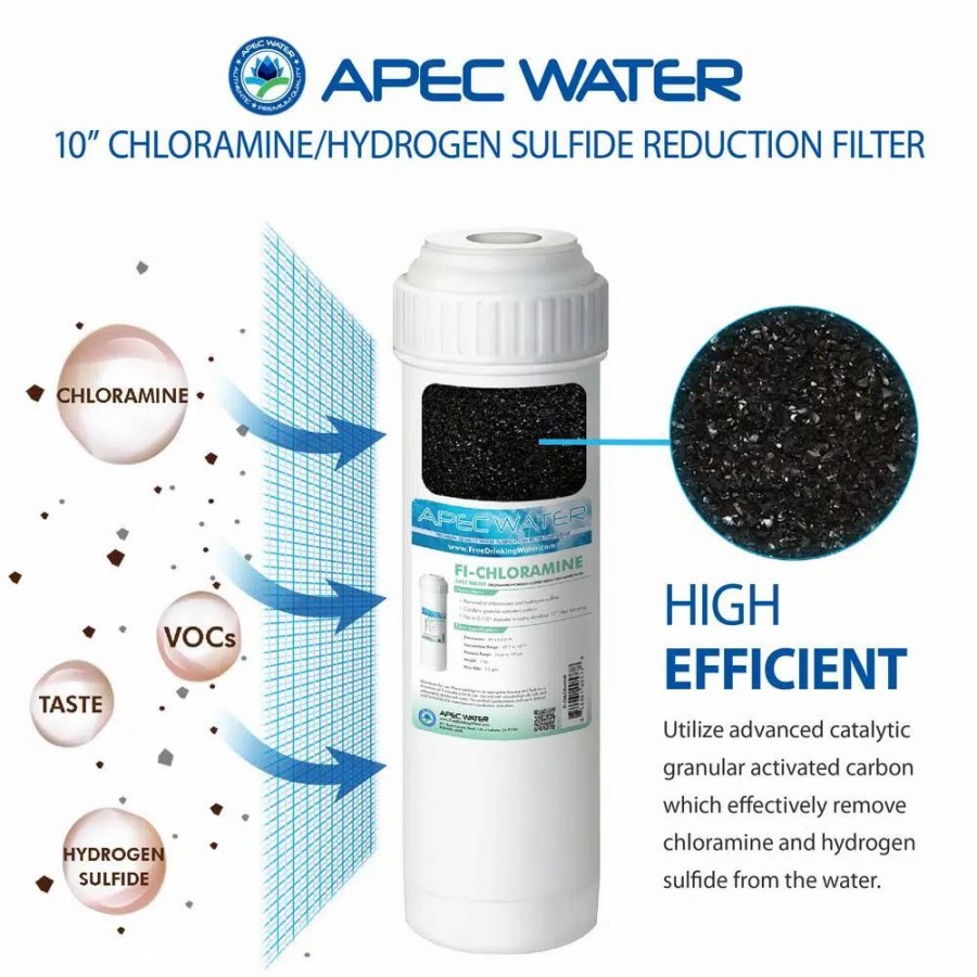 Water Filters * | Water Filtration Systems Apec Water Systems 10 In. Replacement Filter For Chloramines And Hydrogen Sulfide Reduction To Replace Reverse Osmosis System 3Rd Stage