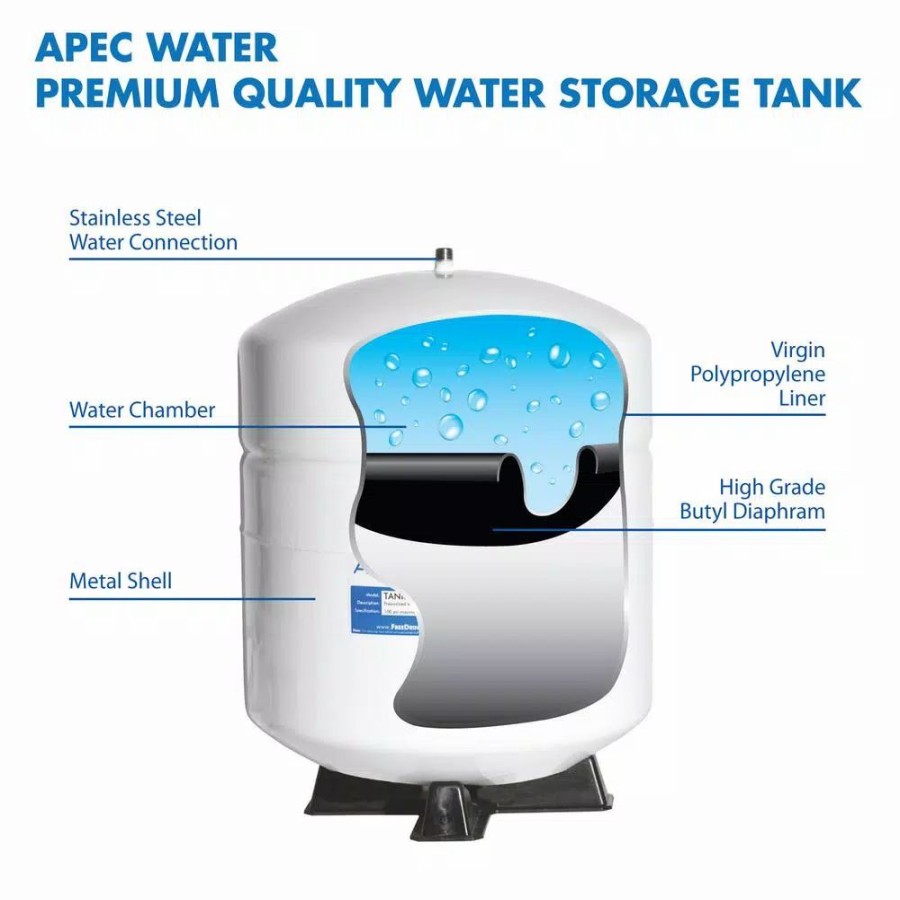 Water Filters * | Water Filter Parts Apec Water Systems 4 Gal. Pre-Pressurized Residential Reverse Osmosis Drinking Water Storage Tank