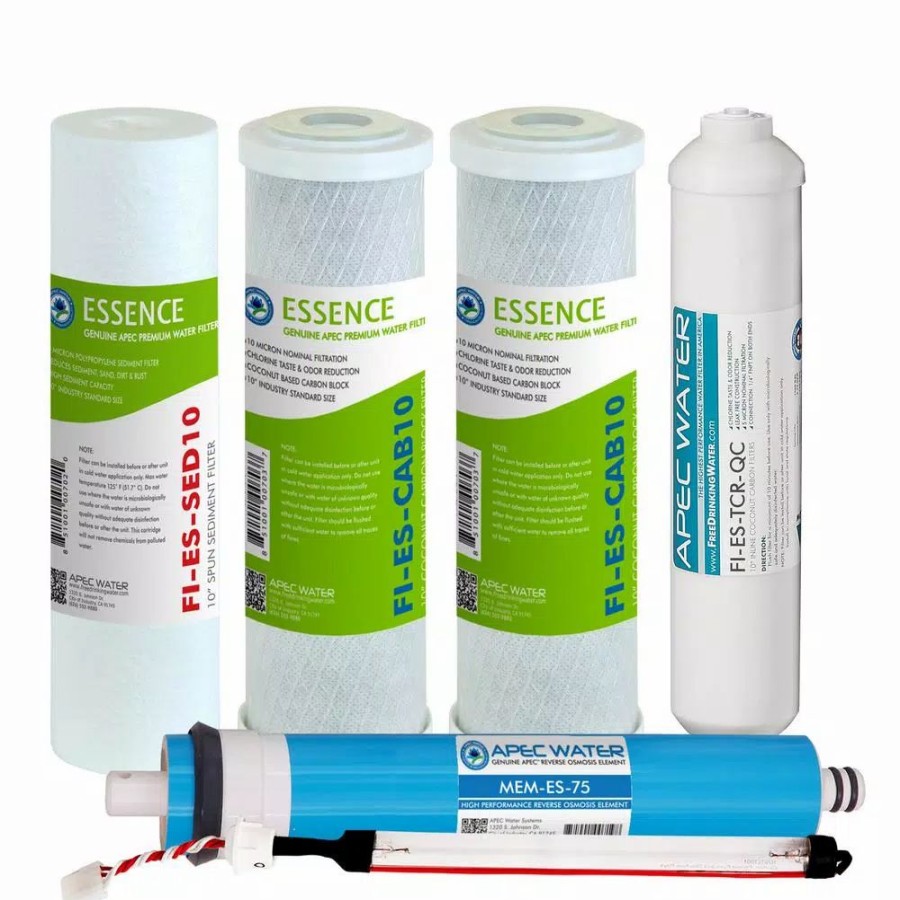 Water Filters * | Water Filtration Systems Apec Water Systems Essence Complete Replacement Filter Set For Roes-Uv75 75 Gpd Uv Sanitizing 6-Stages Reverse Osmosis Water System