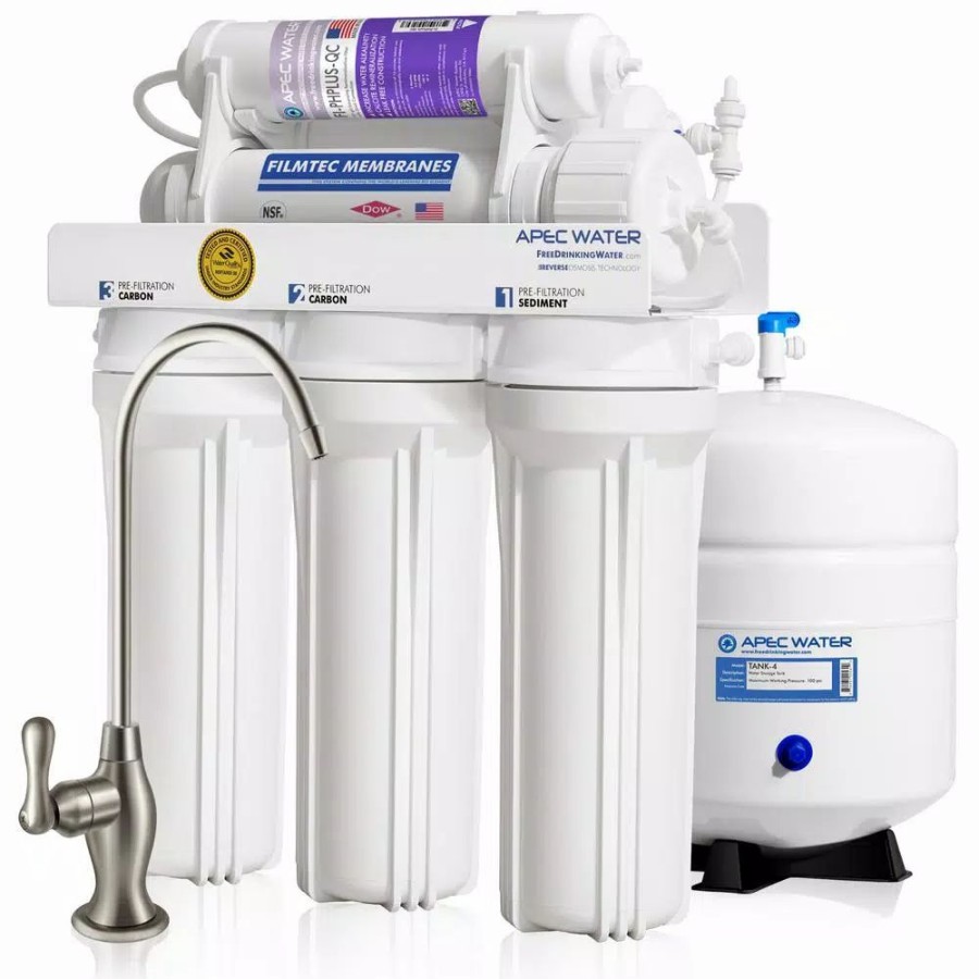 Water Filters * | Water Filtration Systems Apec Water Systems Ultimate Premium Quality 90 Gpd Ph+ Alkaline Mineral Under-Sink Reverse Osmosis Drinking Water Filter System