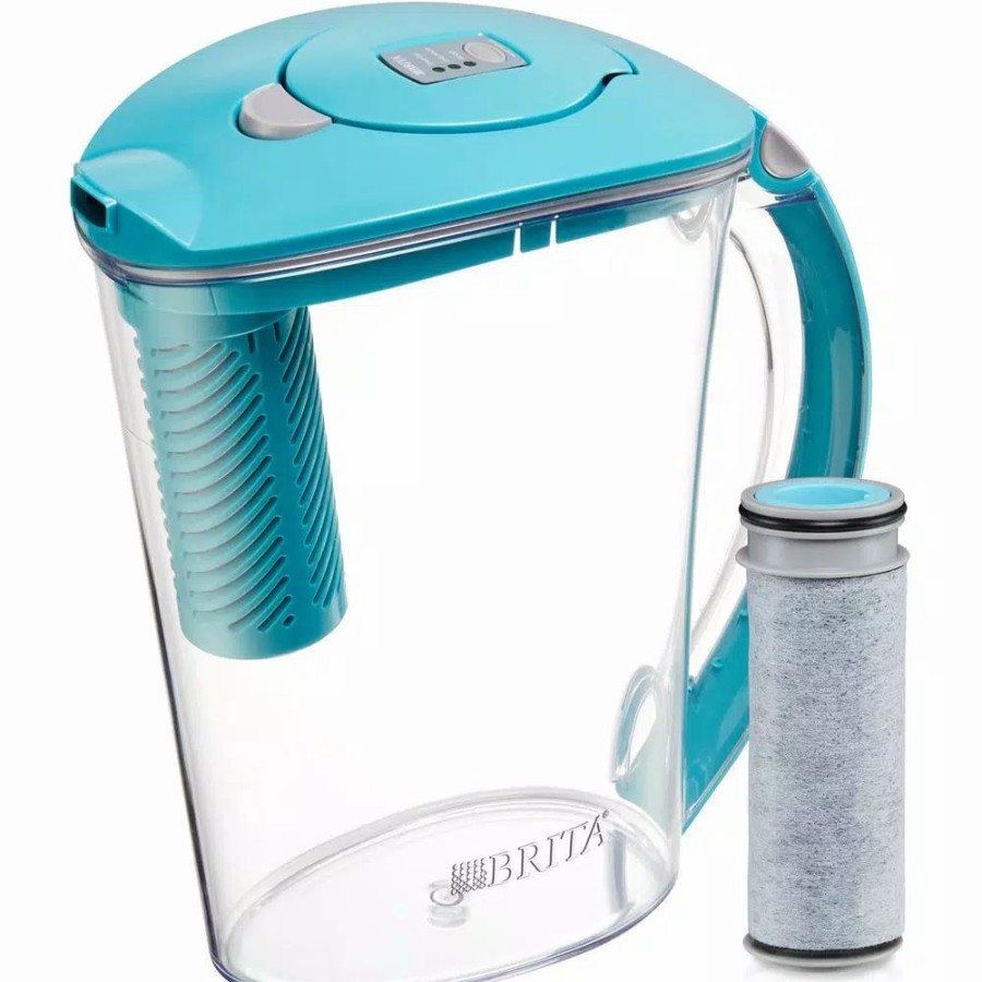 Water Filters * | Water Filter Pitchers Brita Stream Rapids 10-Cup Filter As You Pour Water Pitcher In Lake Blue With Water Filter, Bpa Free