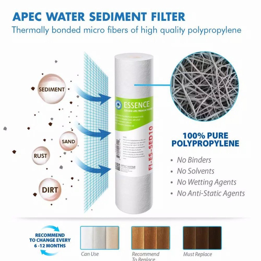 Water Filters * | Water Filtration Systems Apec Water Systems Essence Complete Replacement Filter Set For 75 Gpd Reverse Osmosis Ph Enhancing 6-Stages Replacement Filter