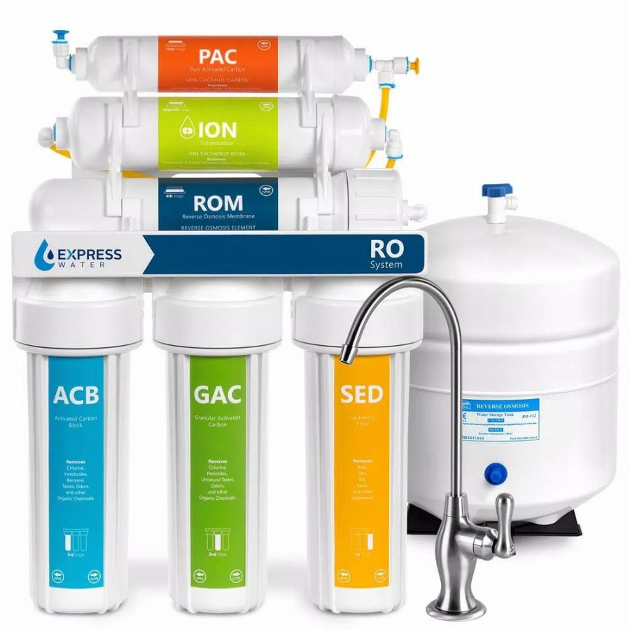 Water Filters * | Water Filtration Systems Express Water Express Water Reverse Osmosis Deionization 6 Stage Water Filtration System With Faucet And Tank 100 Gpd