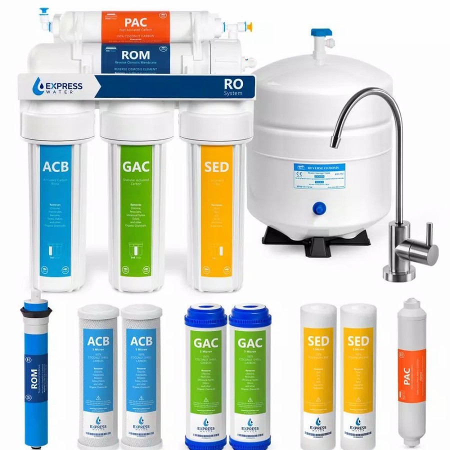 Water Filters * | Water Filtration Systems Express Water Reverse Osmosis Water Filtration System 5 Stage Ro Filter With Faucet And Tank 4 Free Replacement Filters 50 Gpd